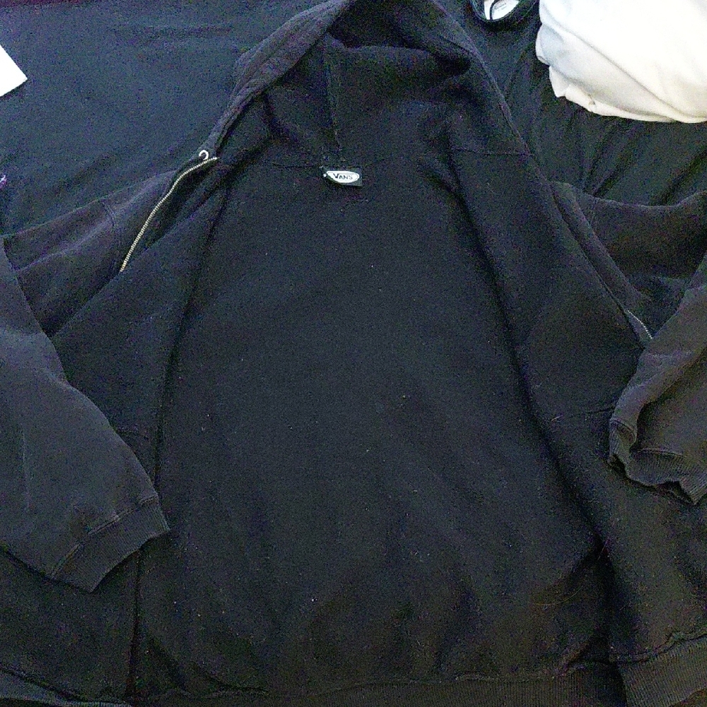 Vans Black Full-Zip Hooded Sweater with Red Logo Tab - Picture 3 of 5